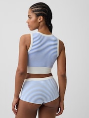 Gap Blue Stripe Seamless Rib Crop Tank Vest - Image 2 of 4