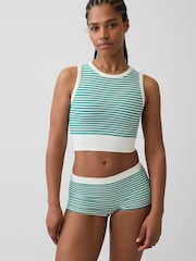 Gap Green Stripe Seamless Rib Crop Tank Vest - Image 1 of 4