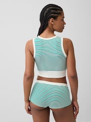 Gap Green Stripe Seamless Rib Crop Tank Vest - Image 2 of 4