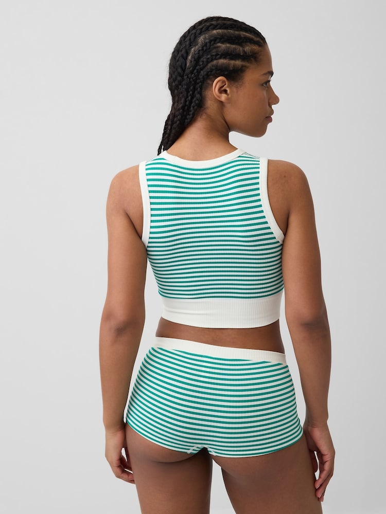 Gap Green Stripe Seamless Rib Crop Tank Vest - Image 2 of 4 Gap Green Stripe Seamless Rib Crop Tank Vest - Image 2 of 4