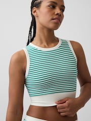 Gap Green Stripe Seamless Rib Crop Tank Vest - Image 4 of 4
