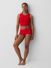 Gap Red Seamless Rib Crop Tank Vest - Image 3 of 4