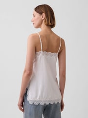 Gap White Linen-Blend Lace-Trim Cami - Image 2 of 4