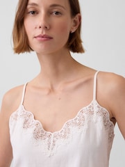 Gap White Linen-Blend Lace-Trim Cami - Image 4 of 4