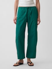 Gap Green Cotton Poplin Relaxed Easy Stripe Trousers - Image 1 of 4