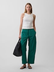 Gap Green Cotton Poplin Relaxed Easy Stripe Trousers - Image 4 of 4