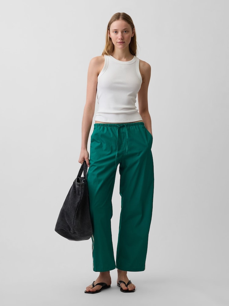 Gap Green Cotton Poplin Relaxed Easy Stripe Trousers - Image 4 of 4 Gap Green Cotton Poplin Relaxed Easy Stripe Trousers - Image 4 of 4