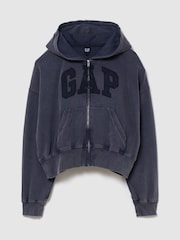 Marineblau - Gap French Terry Oversized Logo Zip Hoodie - Bild 1 von 2