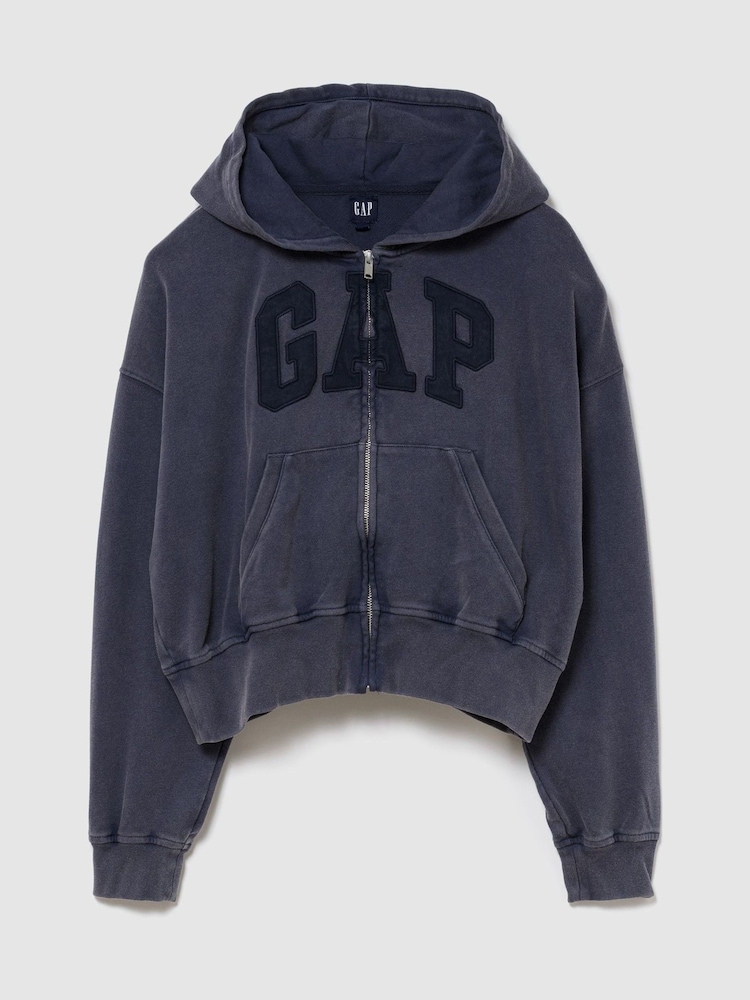 Marineblau - Gap French Terry Oversized Logo Zip Hoodie - Bild 1 von 2