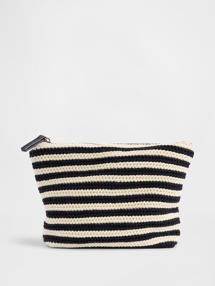 Gap Black/Cream Crochet Zip Pouch - Image 1 of 3