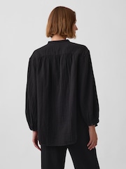Sort - Gap Gauze Oversized Collarless Shirt - Billede 2 af 4