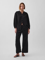 Sort - Gap Gauze Oversized Collarless Shirt - Billede 3 af 4