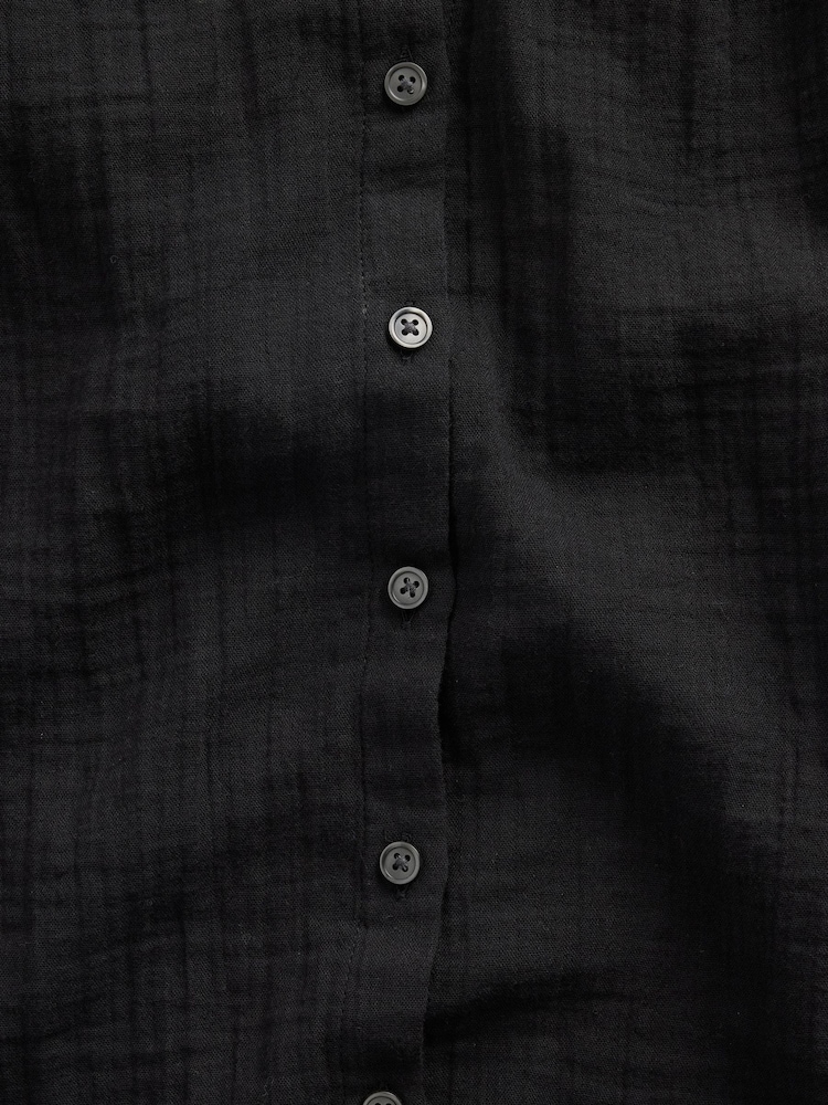 Sort - Gap Gauze Oversized Collarless Shirt - Billede 4 af 4