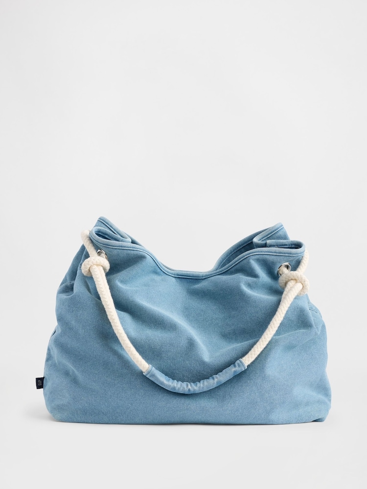 Gap Blue Denim Rope Bucket Bag - Image 1 of 1 Gap Blue Denim Rope Bucket Bag - Image 1 of 1