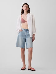 Hvid - Gap Gauze Oversized Collarless Shirt - Billede 3 af 4