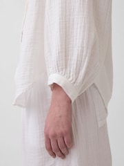 Hvid - Gap Gauze Oversized Collarless Shirt - Billede 4 af 4