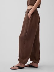 Gap Brown Gauze Easy Cuffed Trousers - Image 3 of 6