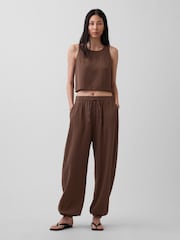 Gap Brown Gauze Easy Cuffed Trousers - Image 4 of 6