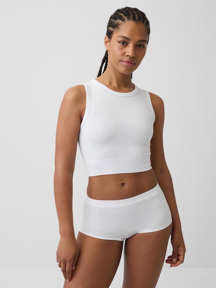 Gap White Seamless Rib Crop Tank Vest - Image 1 of 4 Gap White Seamless Rib Crop Tank Vest - Image 1 of 4