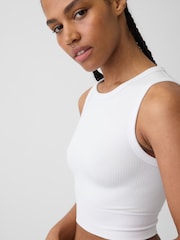 Gap White Seamless Rib Crop Tank Vest - Image 4 of 4