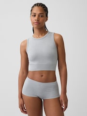 Gap Grey Seamless Rib Crop Tank Vest - Image 1 of 4