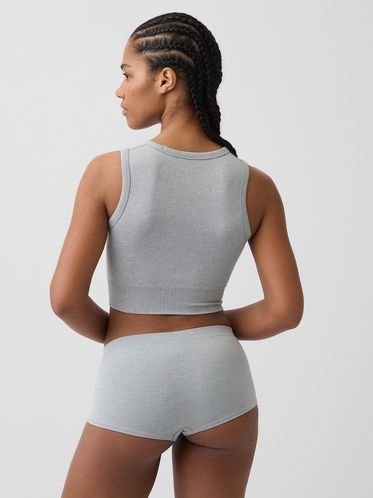 Gap Grey Seamless Rib Crop Tank Vest - Image 2 of 4 Gap Grey Seamless Rib Crop Tank Vest - Image 2 of 4