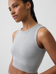 Gap Grey Seamless Rib Crop Tank Vest - Image 3 of 4