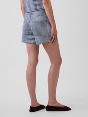Gap Navy 3.5 inch High Waisted Gingham Relaxed Straight Denim Shorts - Image 2 of 4