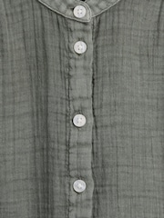 Gap Green Cotton Gauze Oversized Collarless Shirt - Image 4 of 4