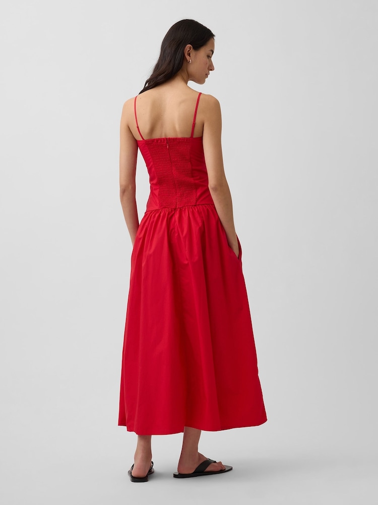 Gap Red Poplin Drop-Waist Maxi Dress - Image 2 of 4