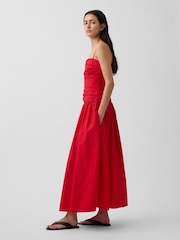 Gap Red Poplin Drop-Waist Maxi Dress - Image 3 of 4