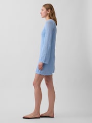 Gap Blue Pointelle Mini Long Seeve Dress - Image 3 of 4