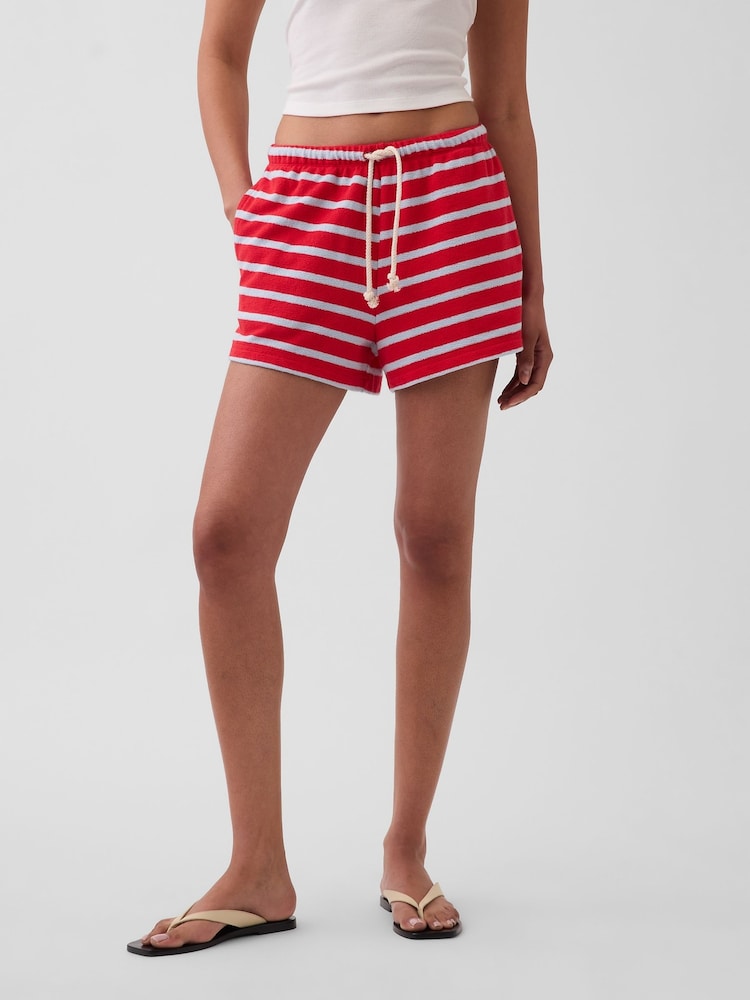 Gap Red 3.5 inch Towel Terry Relaxed Easy Shorts - Image 1 of 5 Gap Red 3.5 inch Towel Terry Relaxed Easy Shorts - Image 1 of 5