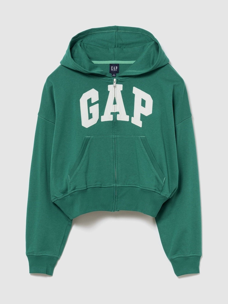 Gap Green French Terry Oversized Logo Zip Hoodie - Image 1 of 3