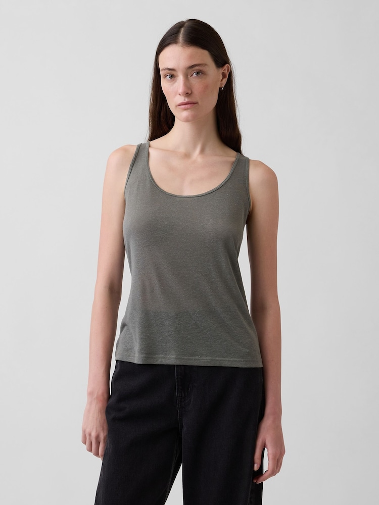 Gap Grey Linen-Blend Vest - Image 1 of 4 Gap Grey Linen-Blend Vest - Image 1 of 4