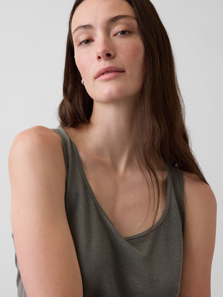 Gap Grey Linen-Blend Vest - Image 4 of 4 Gap Grey Linen-Blend Vest - Image 4 of 4