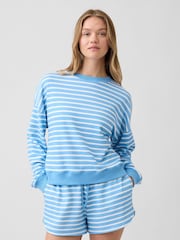 Gap Blue/White Stripe Oversized Wedge French Terry Sweatshirt - Image 1 of 4