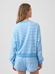 Gap Blue/White Stripe Oversized Wedge French Terry Sweatshirt - Image 2 of 4