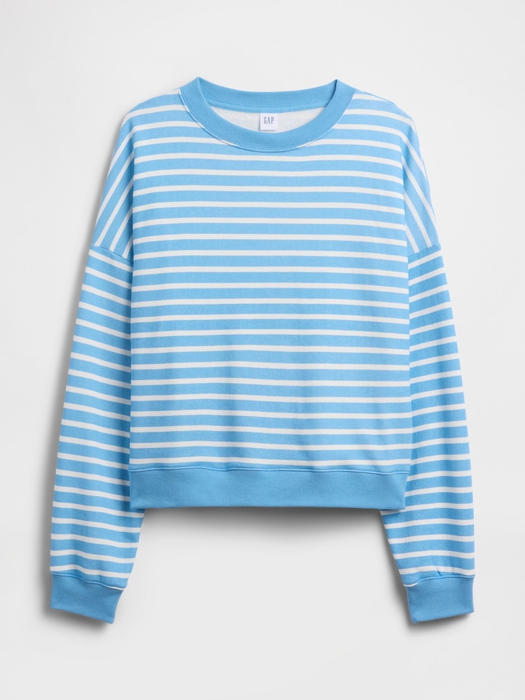 Gap Blue/White Stripe Oversized Wedge French Terry Sweatshirt - Image 4 of 4