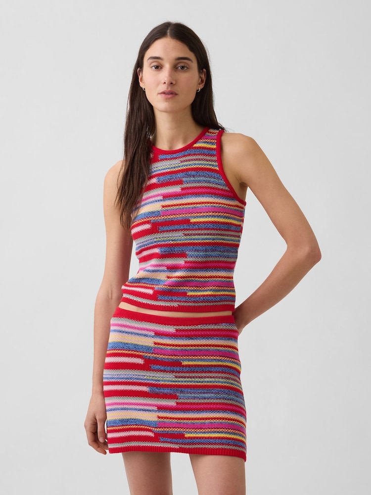 Gap Multi Stripe Crop Knitted Vest - Image 1 of 4 Gap Multi Stripe Crop Knitted Vest - Image 1 of 4
