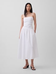 Gap White Poplin Drop-Waist Maxi Dress - Image 1 of 4
