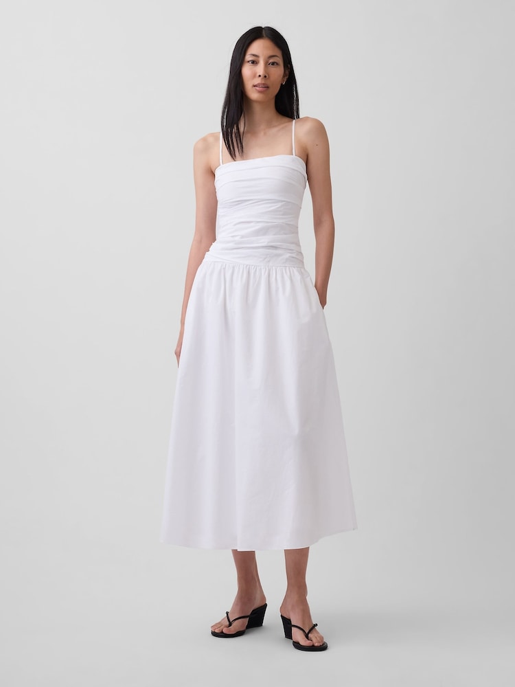 Gap White Poplin Drop-Waist Maxi Dress - Image 1 of 4