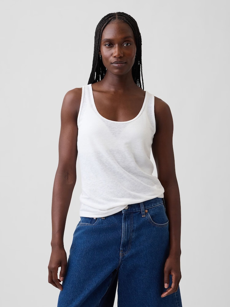 Gap White Linen-Blend Vest Top - Image 1 of 5