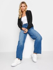 PixieGirl Petite Black Jersey Broderie Bomber Jacket - Image 3 of 4