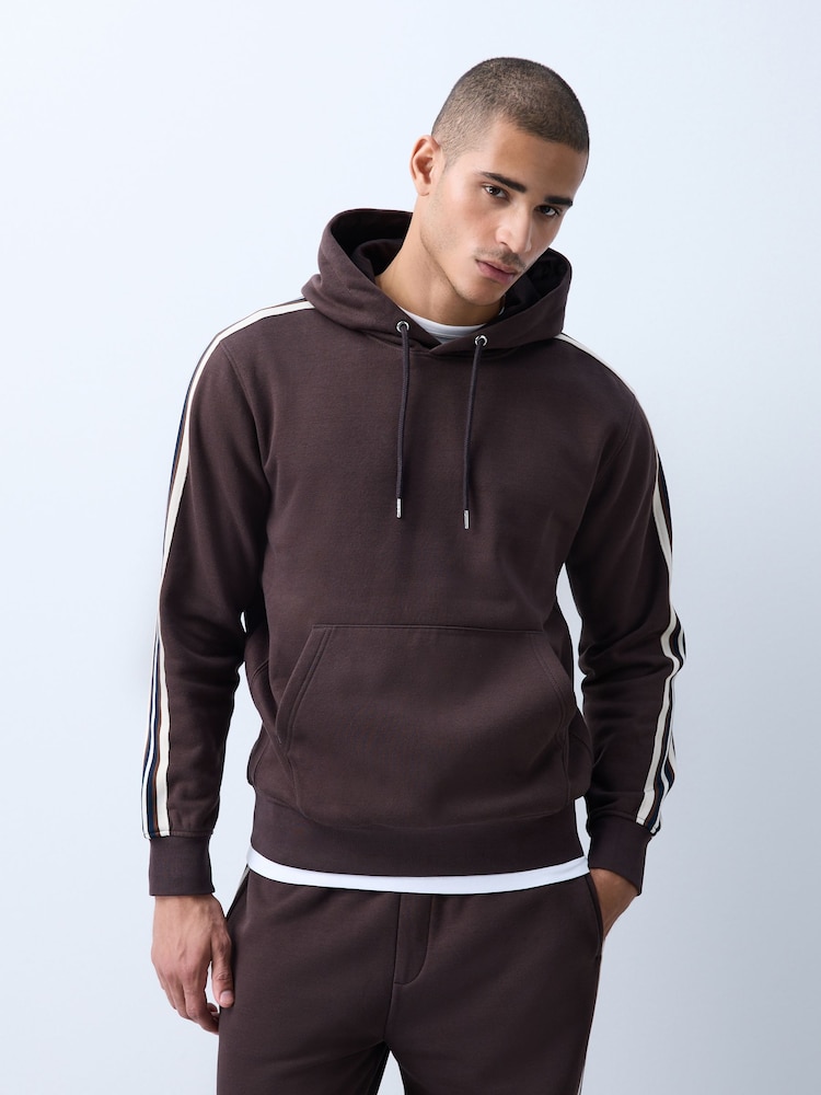 Chocolate Brown Side Stripe Overhead Hoodie - Image 1 of 5