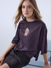 Schokoladenbraun - Short Sleeve Beaded Elbow Sleeve Crew Neck T-Shirt - Bild 3 von 5