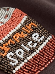 Chocolate Brown Short Sleeve Pumpkin Spice Latte Beaded Elbow Sleeve Crew Neck T-Shirt - Image 9 of 9