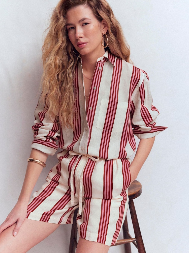 Boden Pink Sadie Relaxed Linen Shirt - Image 1 of 7