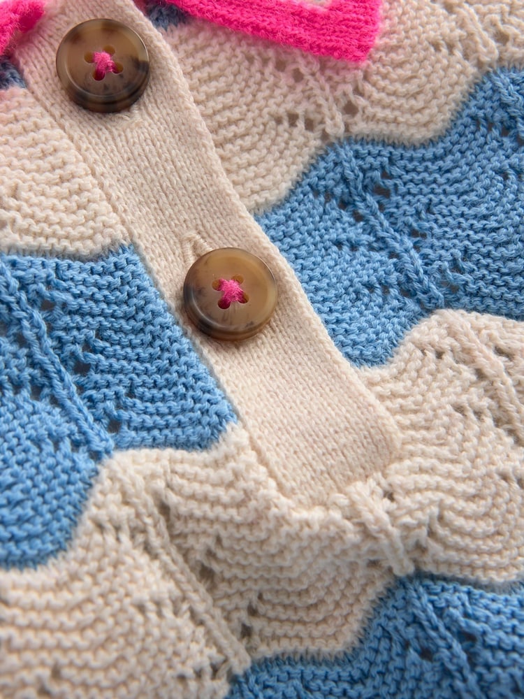 Boden Blue Pointelle Knitted Polo Top - Image 4 of 4