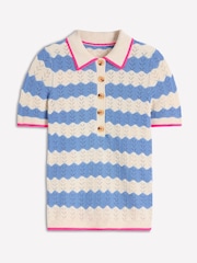 Boden Cream Pointelle Henley T-Shirt - Image 5 of 6